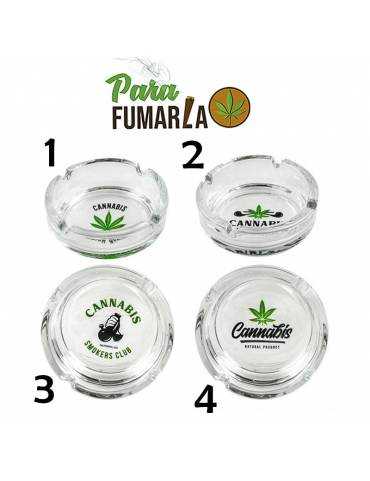 Cenicero de cristal redondo cannabis Cenicero de cristal redondo cannabis