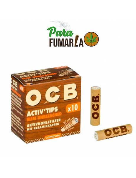 10 Filtros OCB activ tips Slim marrones.