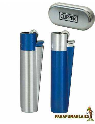 clipper metal azul y plata