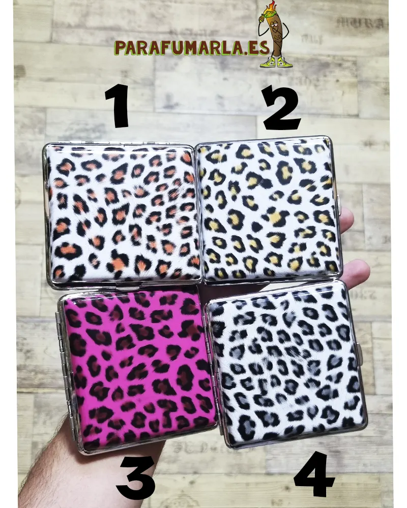 Pitillera Leopardo metal 20 cigarrillos