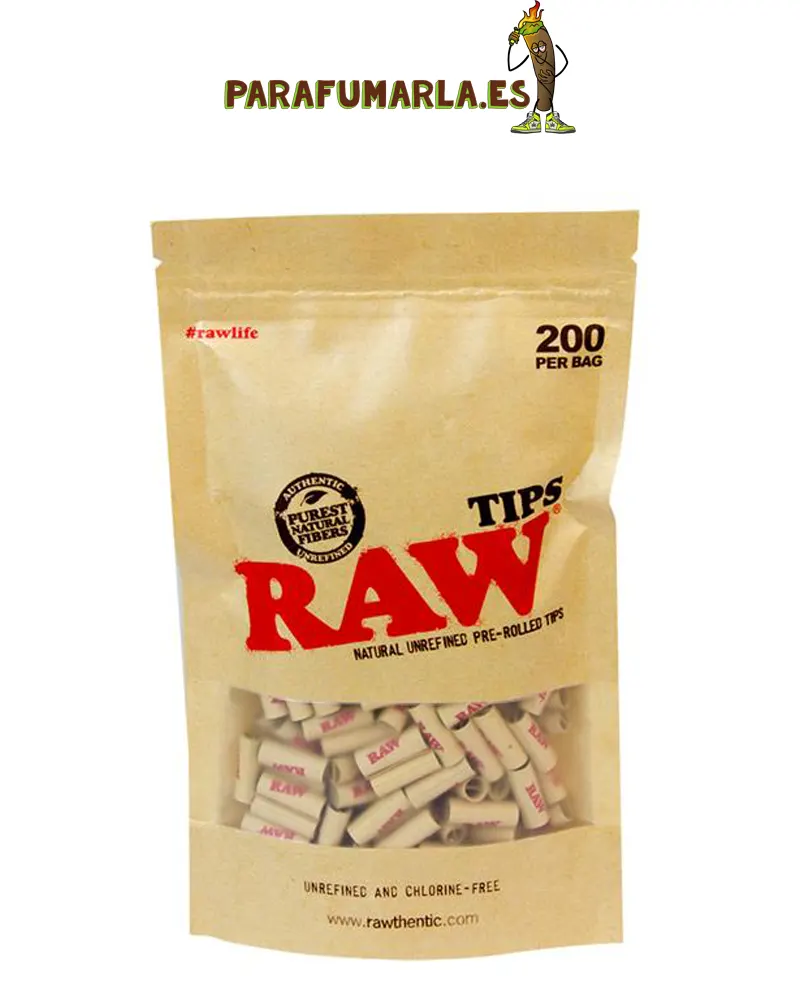 bolsa 200 tips cartones raw preliados