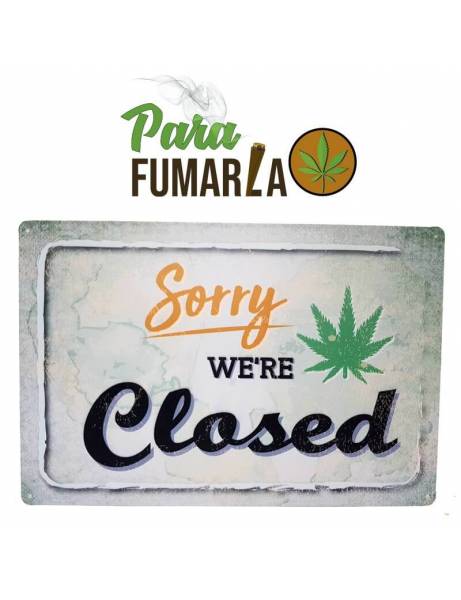 Placa metal "Sorry we´re closed". Decorativa.