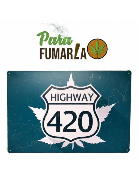 Placa "Highway 420". Metálica y decorativa.