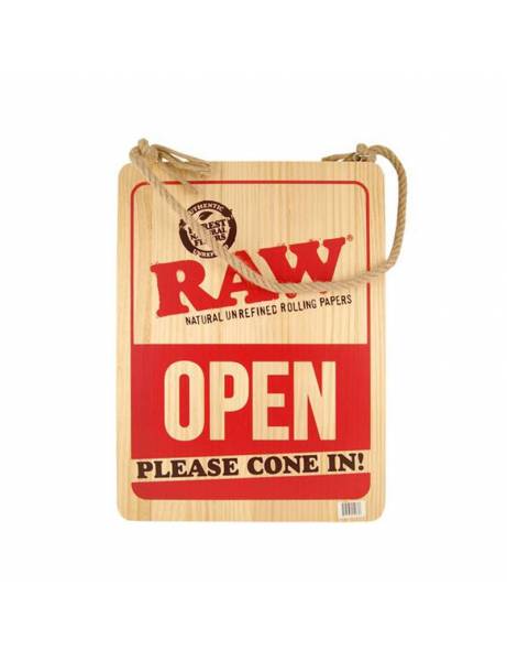 Cartel RAW madera "Please cone in".